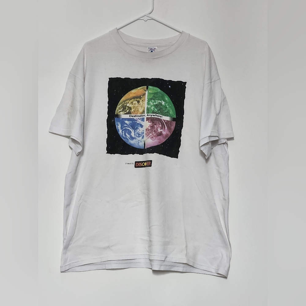 Vintage 90s Discover Card Promo T-Shirt Destination Anywhere! XL